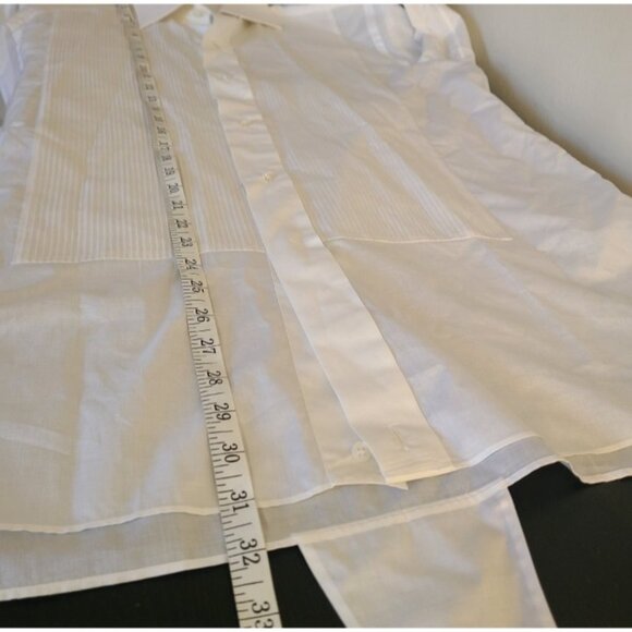 Brioni Men's White Pleated Tuxedo Shirt Made Italy Size L 16 French cuffs white - Picture 7 of 12